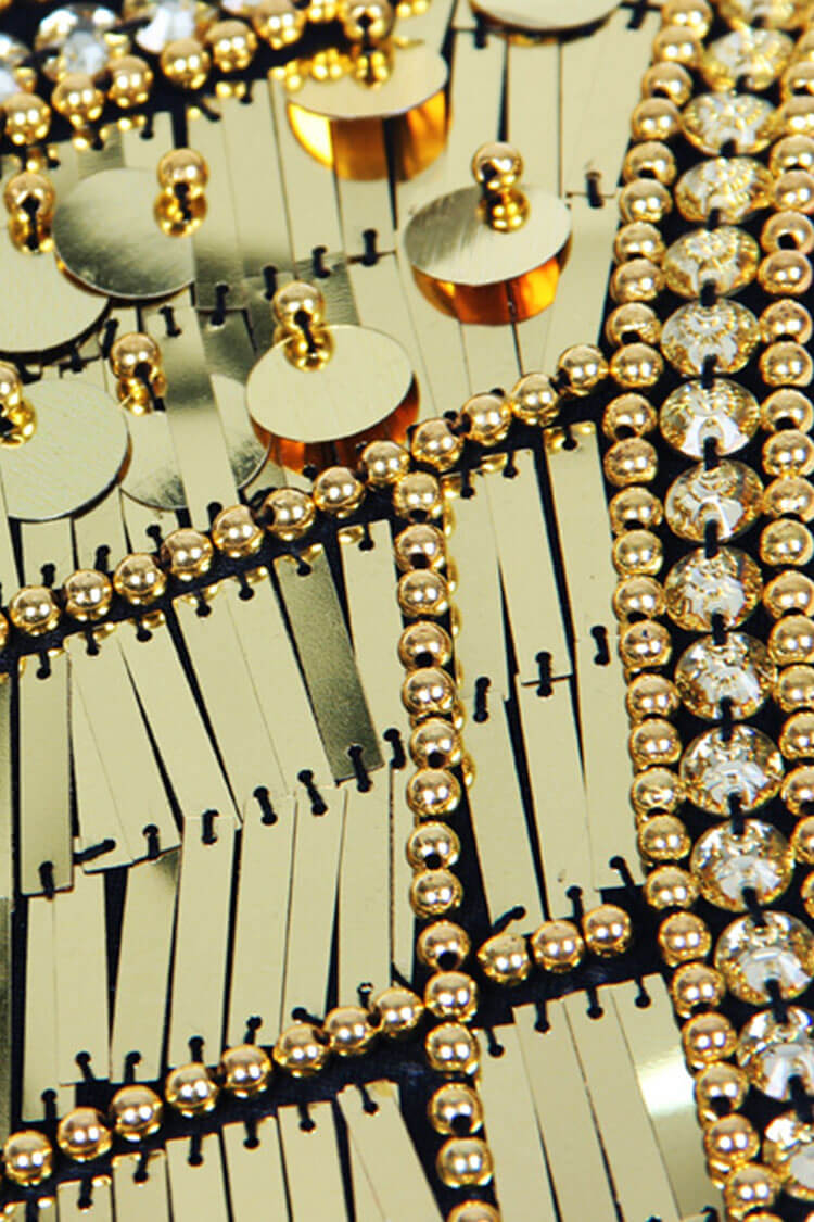 Gatsby Metallic Embellished Sleeveless Bodycon Party Mini Dress - Black - Fashionpara