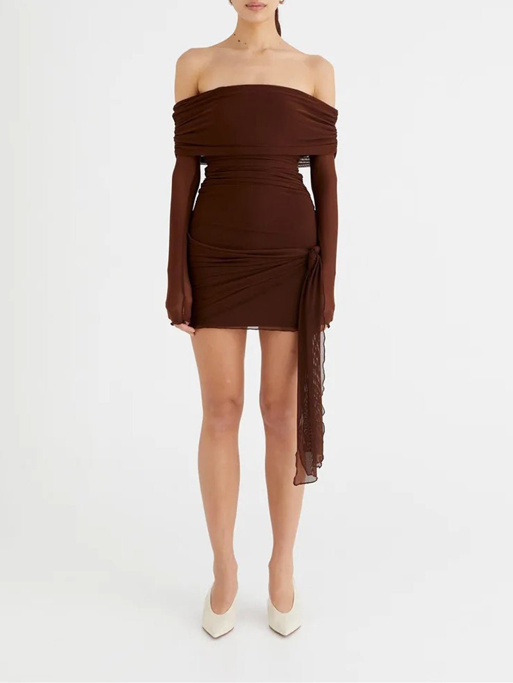 Gemma Off Shoulder Backless Mini Dress - Fashion Pov