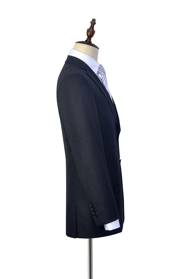 Gentle Black Tweed Notch Lapel Two Buttons Mens Suits for Formal