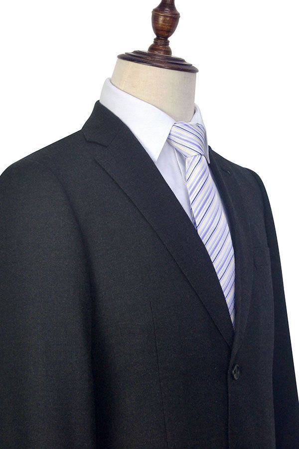 Gentle Black Tweed Notch Lapel Two Buttons Mens Suits for Formal