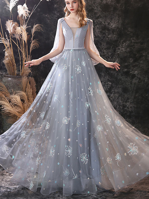 Glamorous Evening Dress A-Line Jewel Neck Lace Floor-Length Lace Formal Dinner Dresses