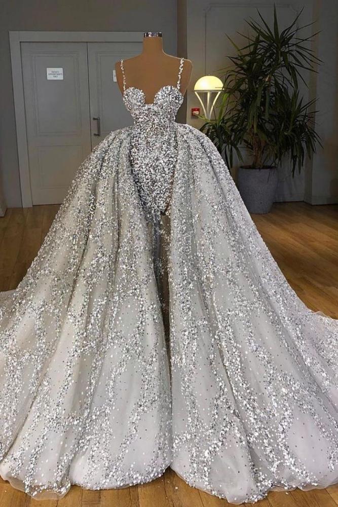 Glitter Mermaid Ball Gown Spaghetti Sequins Tulle party Gown
