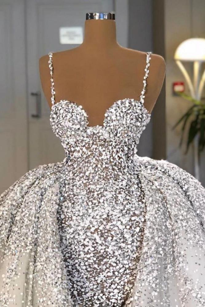 Glitter Mermaid Ball Gown Spaghetti Sequins Tulle party Gown