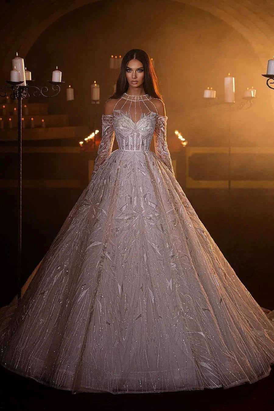 Gorgeous A-line Long Sleeves Wedding Dress With Lace (ZD16555)