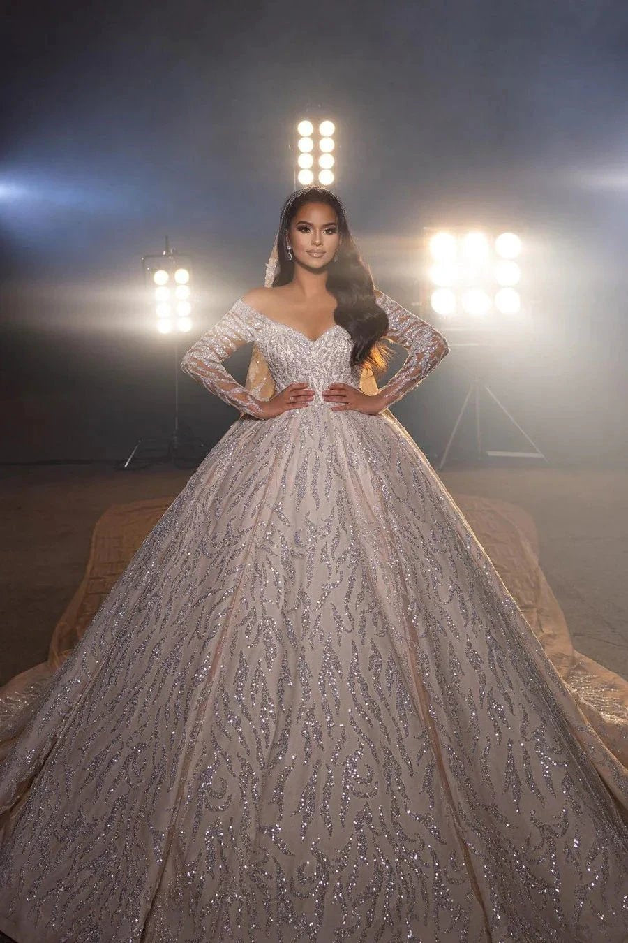Gorgeous A-line Off-the-shoulder V-neck Wedding Dress With Lace (ZD16463)
