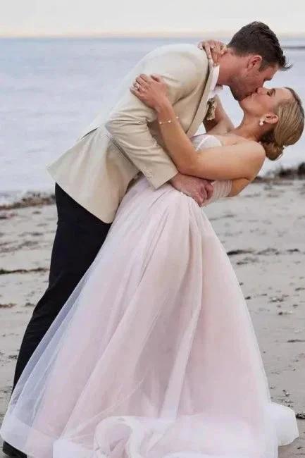 Gorgeous A-Line Tulle Sweetheart Sleeveless White Wedding Dress (ZD16677)