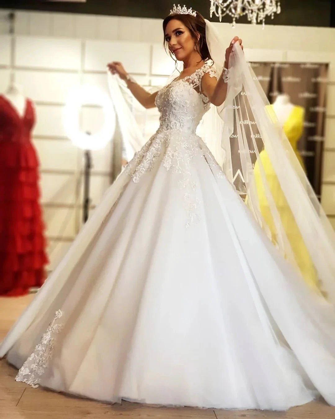 Gorgeous Long A-line Off-the-shoulder Wedding Dresses with Sleeves (ZD15112)