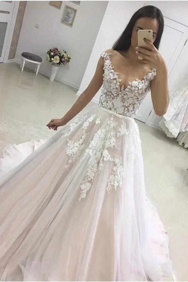 Gorgeous Long A-line Sweetheart Tulle Lace Wedding Dress (ZD15142)