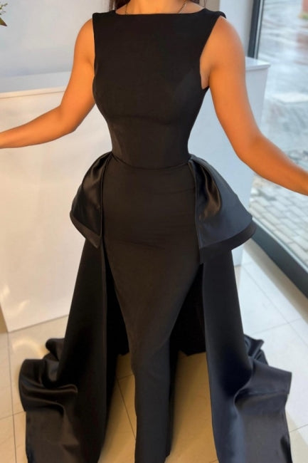 Gorgeous Long Black Graduation Dresses Fabulous Drom Dresses With Detachable Train