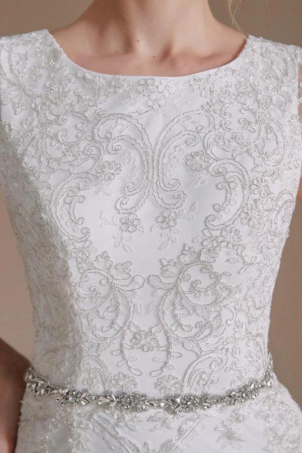 Gorgeous Long Mermaid Jewel Tulle Lace Wedding Dress (ZD14352)