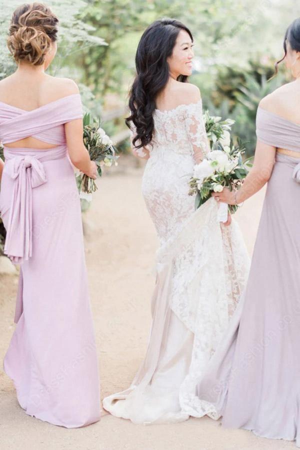 Gorgeous Off Shoulder Ivory Lace Long Sleeves Mermaid Wedding Dress (ZD16058)