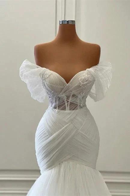 Gorgeous Sleeveless Strapless Off the Shoulder Mermaid Wedding Dress (ZD16516)