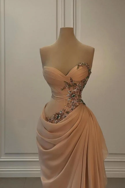 Gorgeous Sweetheart Beaded Pleated Floor-Length Prom Dresses