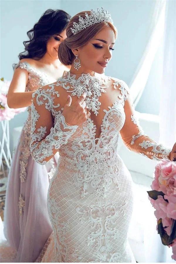 Gorgeous Sweetheart Lace Tulle Mermaid Spring Summer Wedding Dress (ZD16598)
