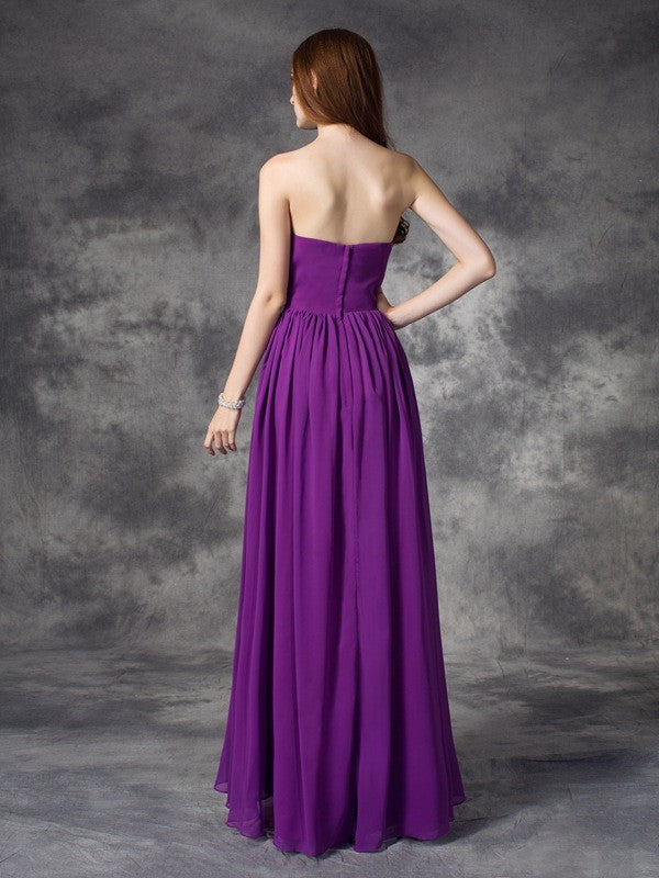 Gorgeous Sweetheart Ruffles Sleeveless High-Low Chiffon Bridesmaid Dresses