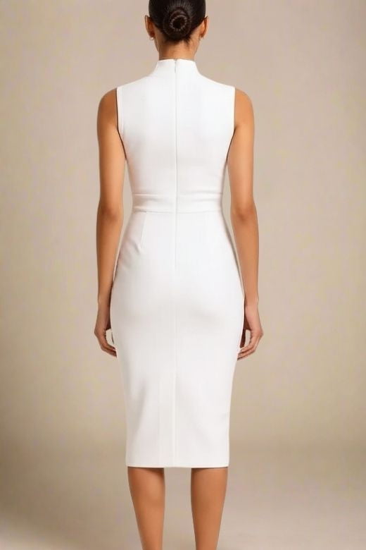 Grace Bandage Midi Dress - White Pearl