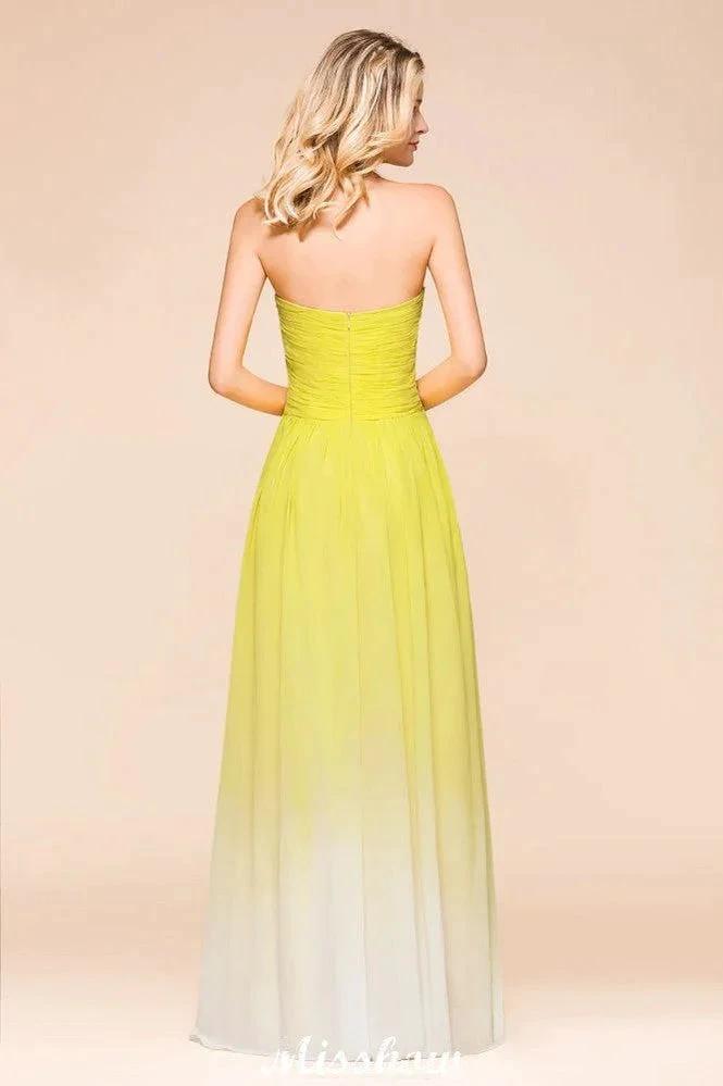 Gradient Sweetheart Floor Length Bridesmaid Dress Chiffon Wedding Party Dress (ZD12952)