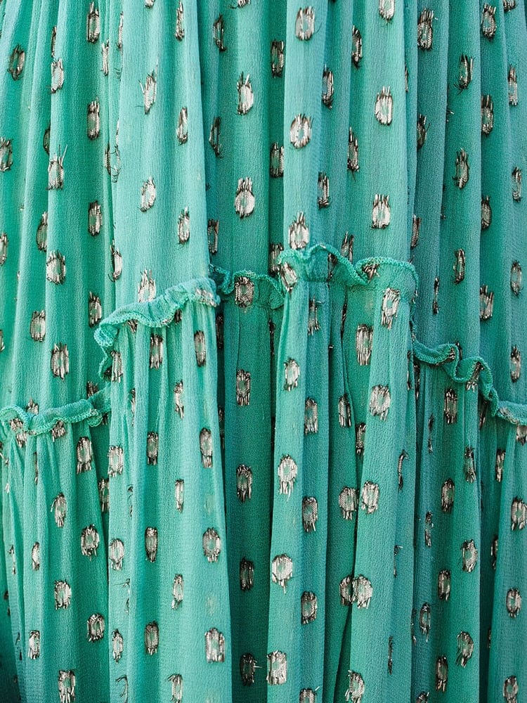 Camille Boutique Green V Neck Maxi Beach Dress Evening Wear Edit