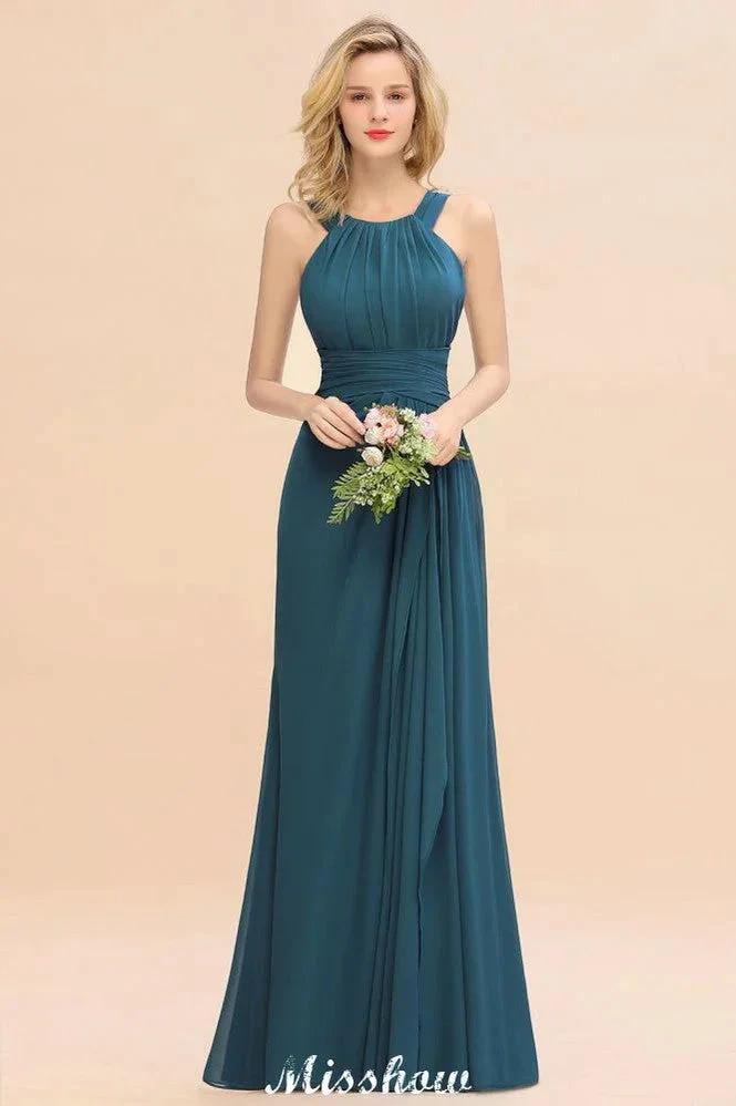 Halter A-line Bridesmaid Dresses Floor-Length Dress for Wedding Party (ZD12938)