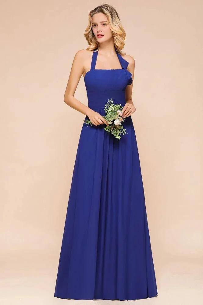 Halter A-line Wedding Party Dress Chiffon Bridesmaid Dress (ZD12974)