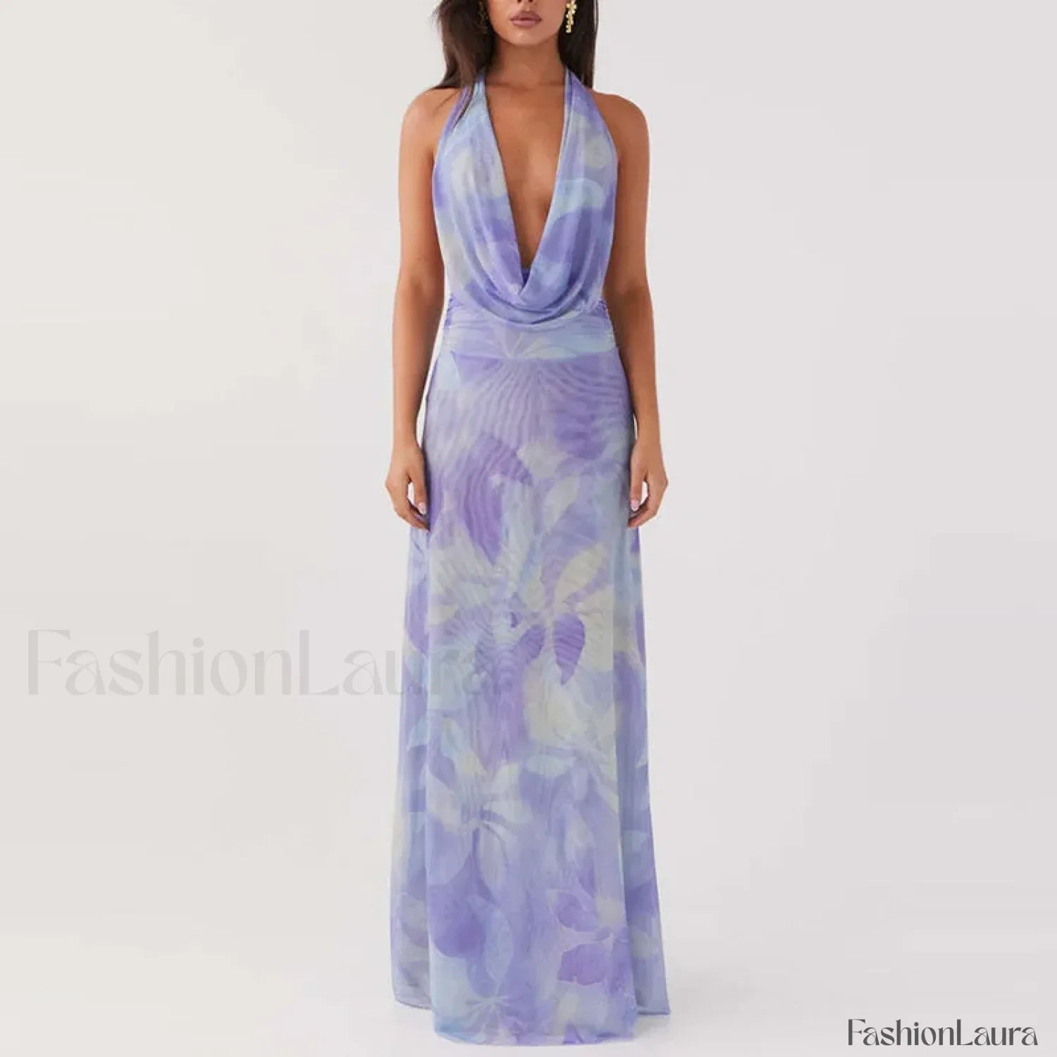Halter High Waist Vintage Inspired Dress for Layered Outfit Styling