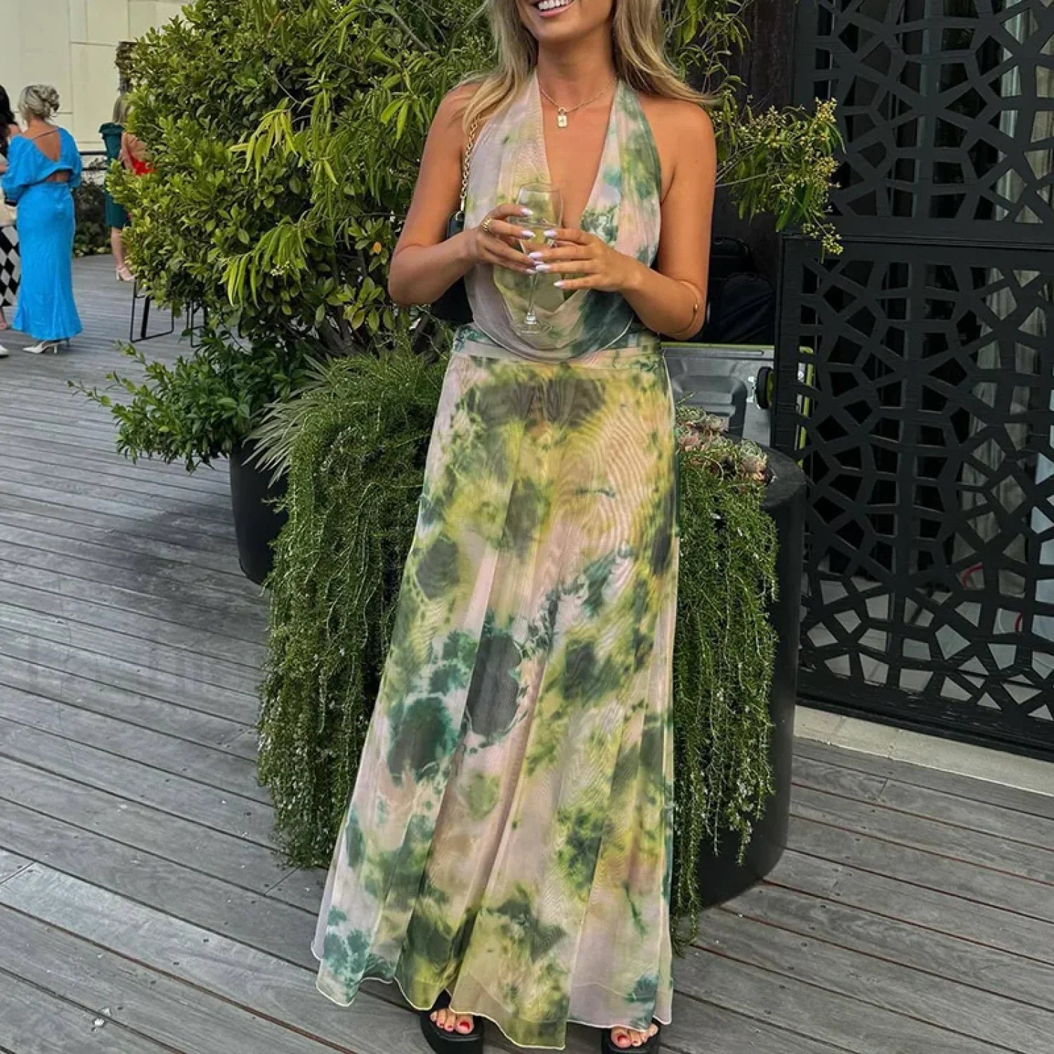 Halter High Waist Vintage Inspired Dress for Layered Outfit Styling