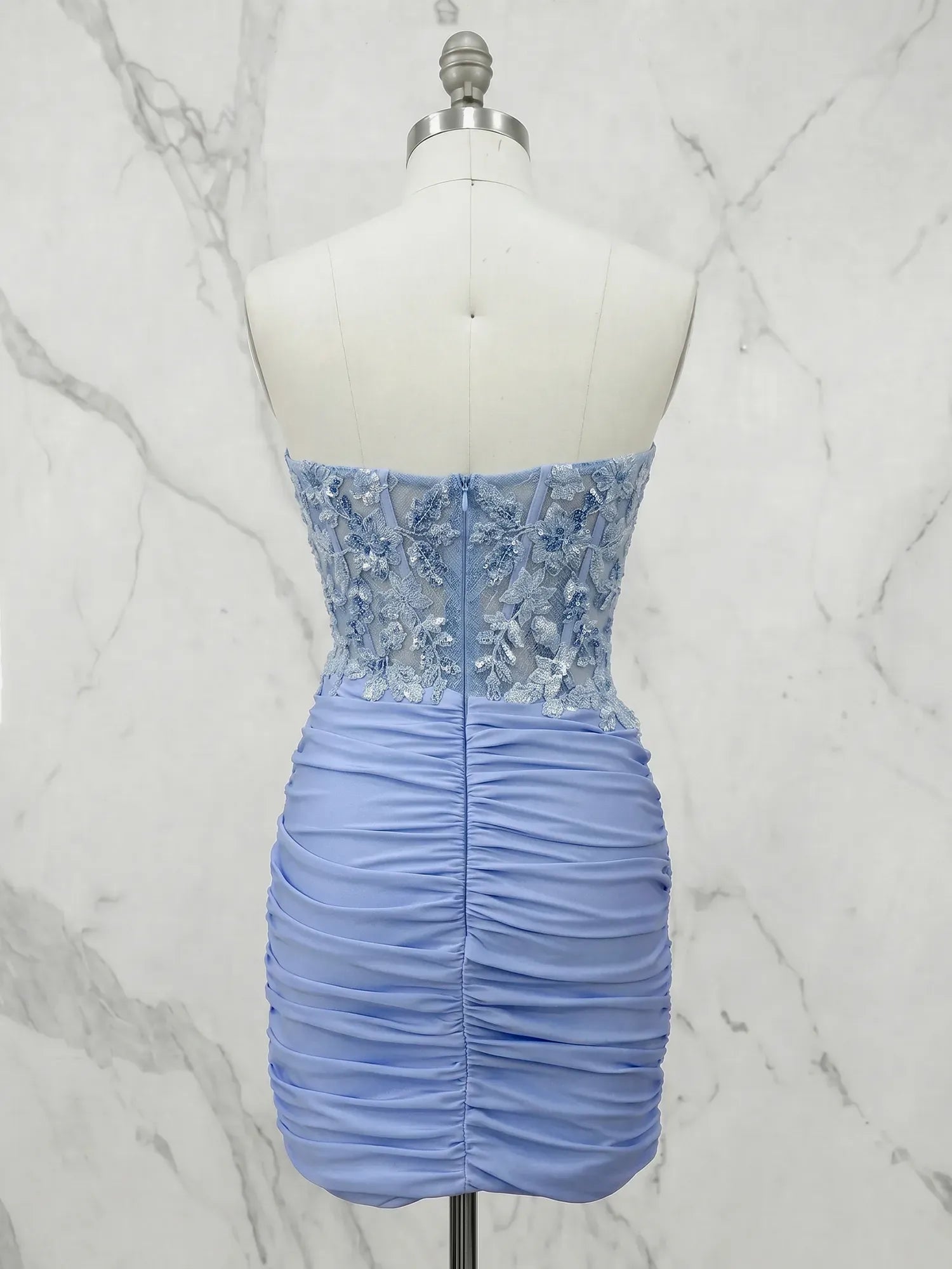 Strapless Sweetheart Floral Embroidery Tulle Short Homecoming Dresses