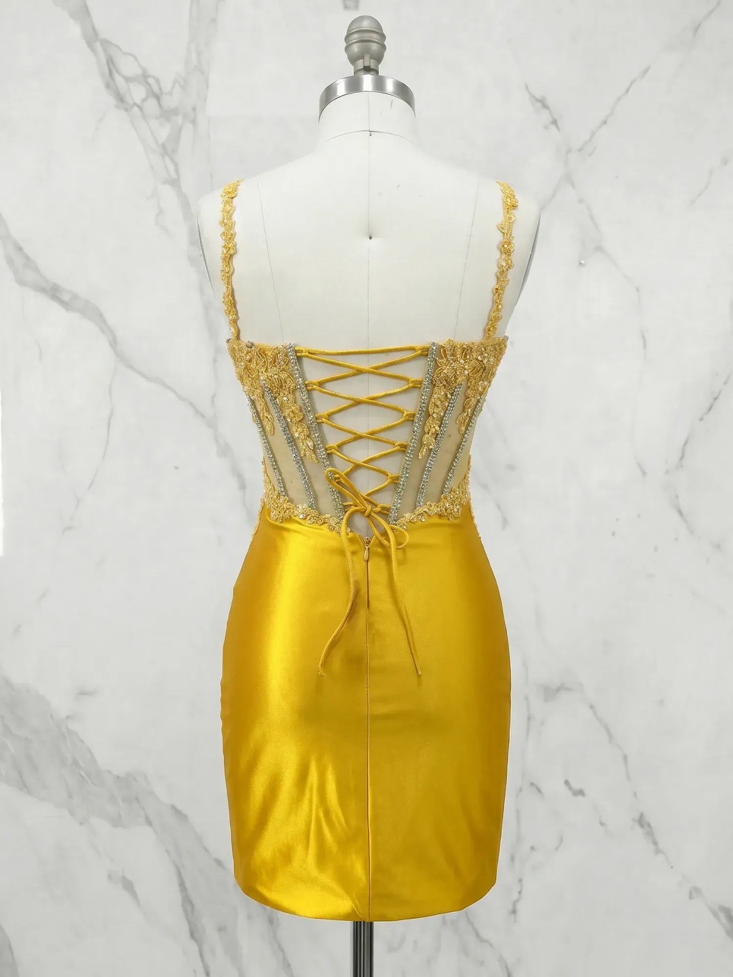 Spaghetti Strap Beaded Tulle A-Line Short Homecoming Dresses