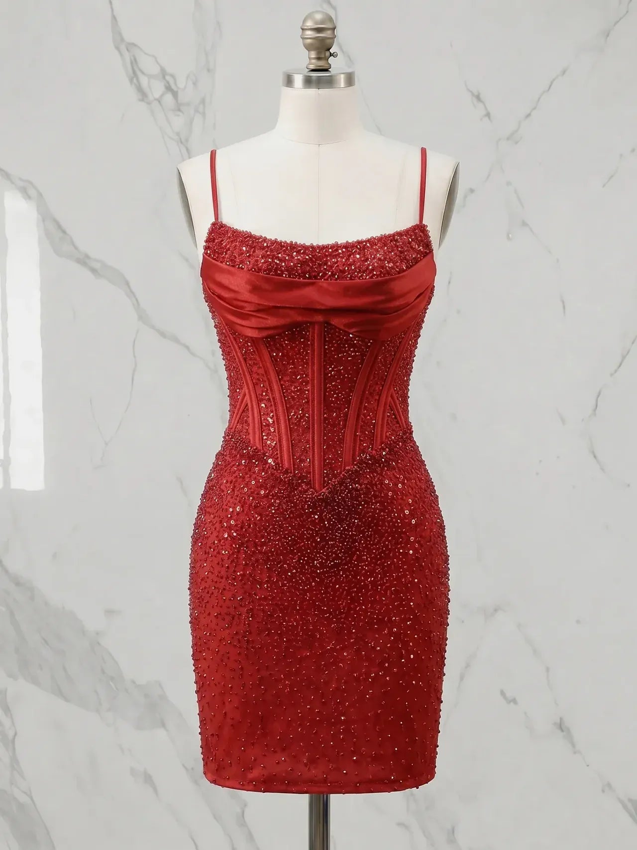 Sweetheart Beaded Satin Mini Homecoming Dresses with Corset Bodice