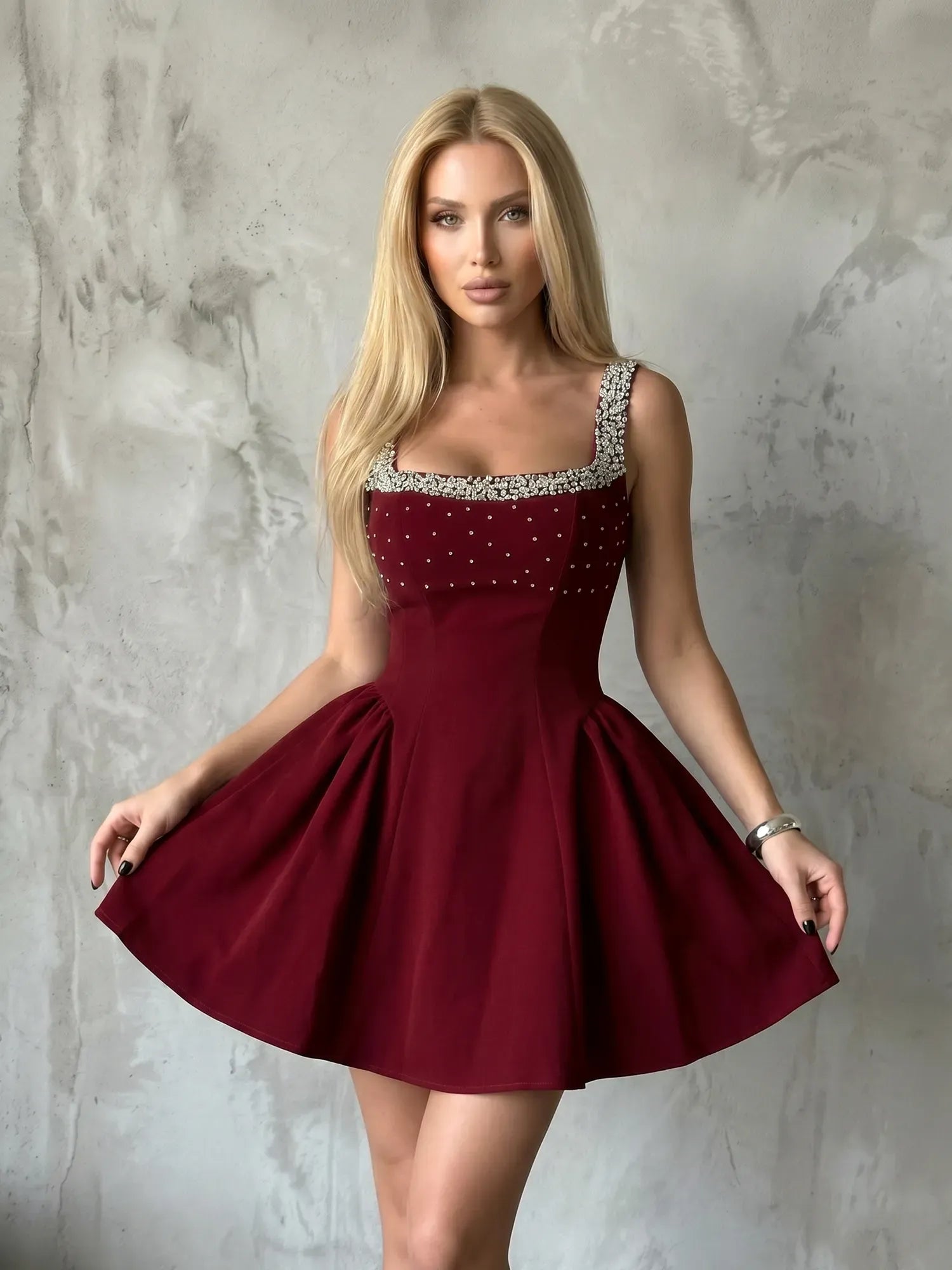 Glitter Mesh Mini Dress with Tiered Ruffles Homecoming Dresses
