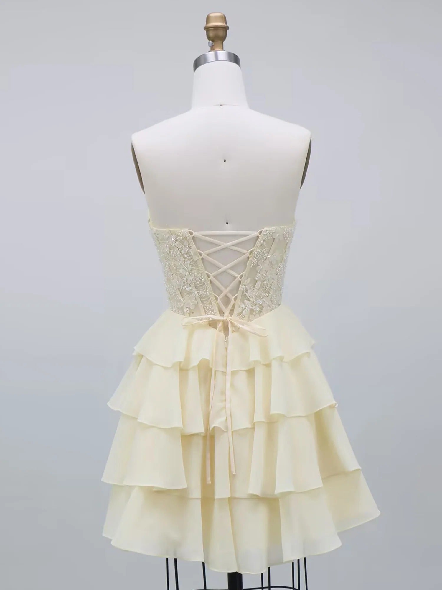 Beaded Corset Tiered Short Homecoming Dress