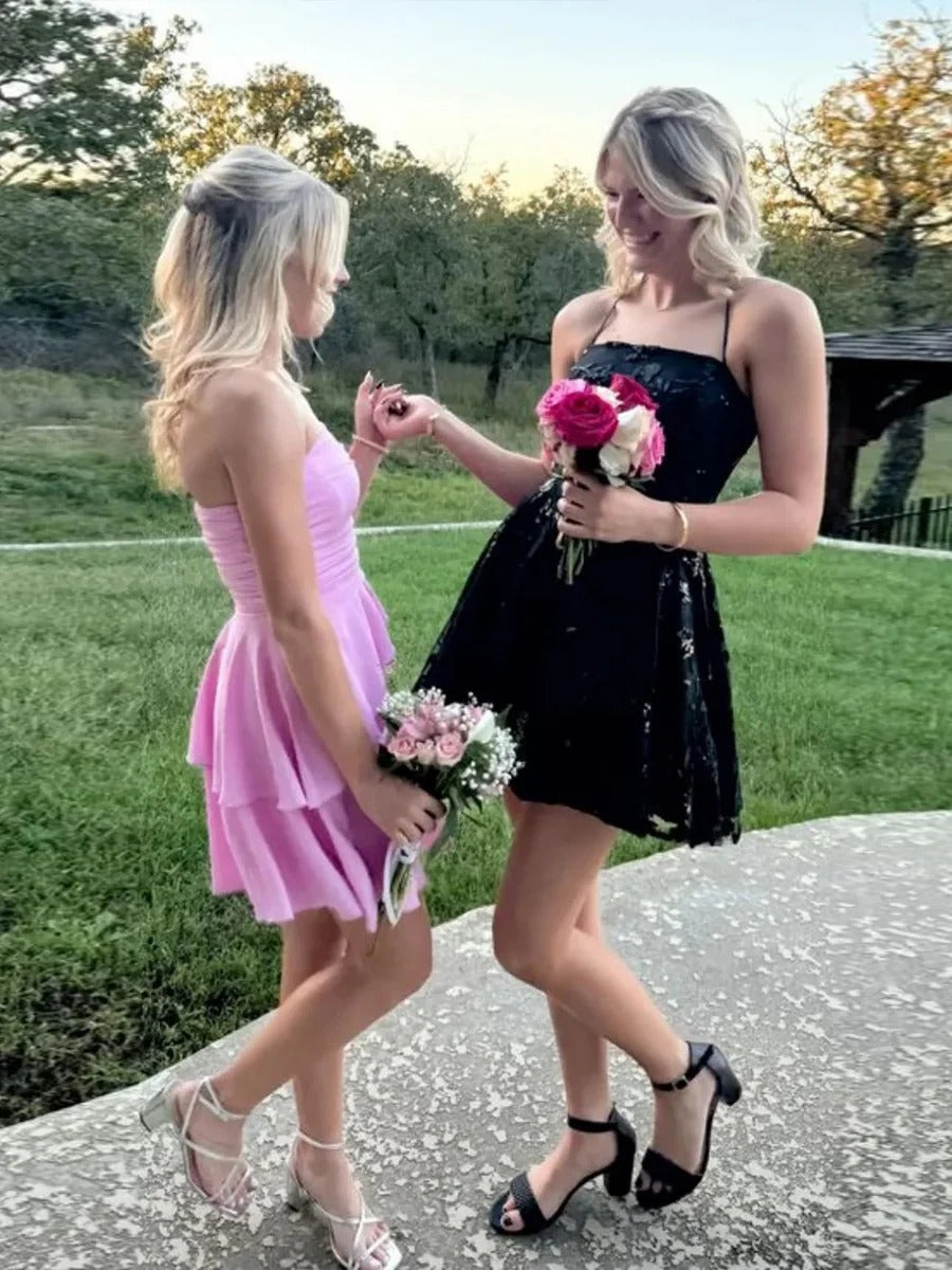 Strapless Ruched Ruffle Mini Homecoming Dress - View 4 | FashionDia