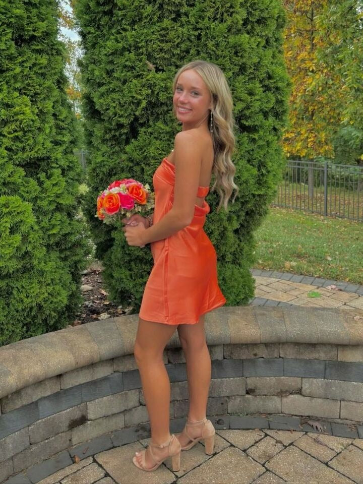 A Line Strapless Mini Homecoming Party Dress