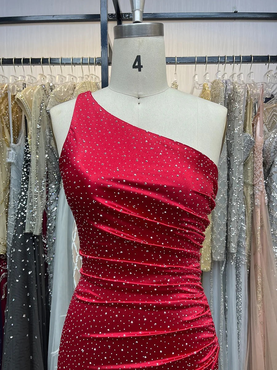 Sheath One Shoulder Short Homecoming Dress with Beading