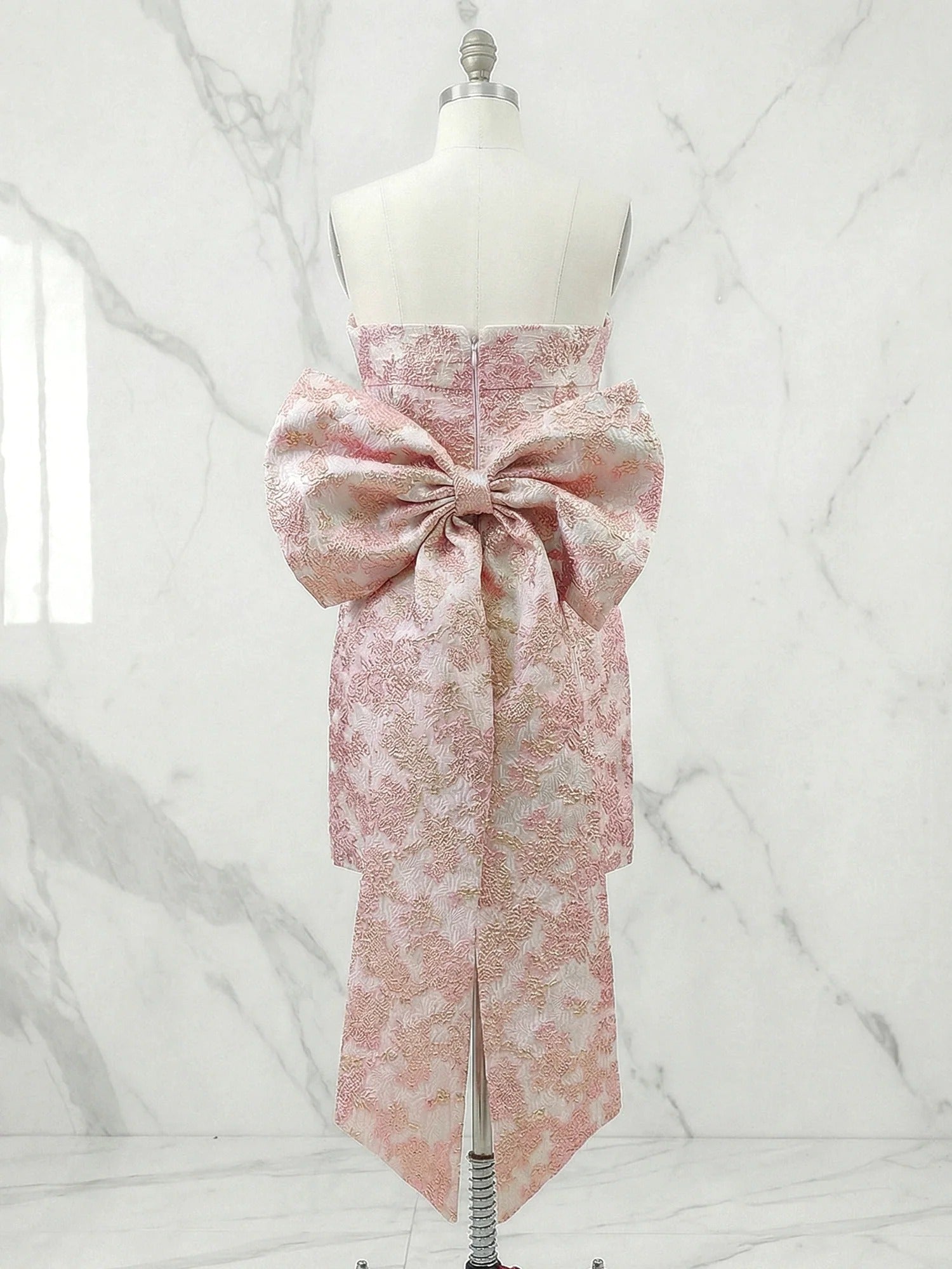 Strapless Tight Homecoming Dress with Back Bow