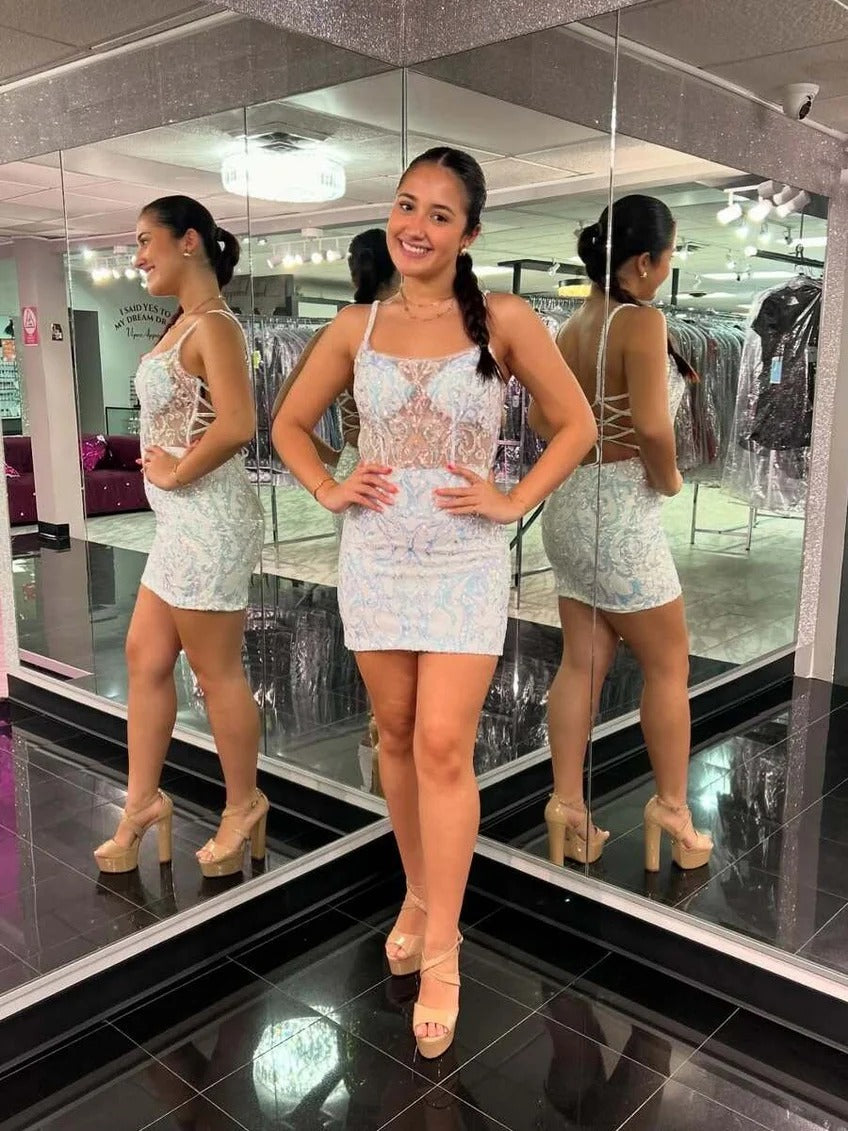 Sparkly Sequins Sweetheart Bodycon Short Homecoming Dress