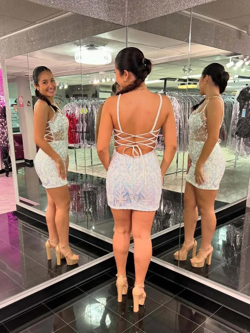 Sparkly Sequins Sweetheart Bodycon Short Homecoming Dress