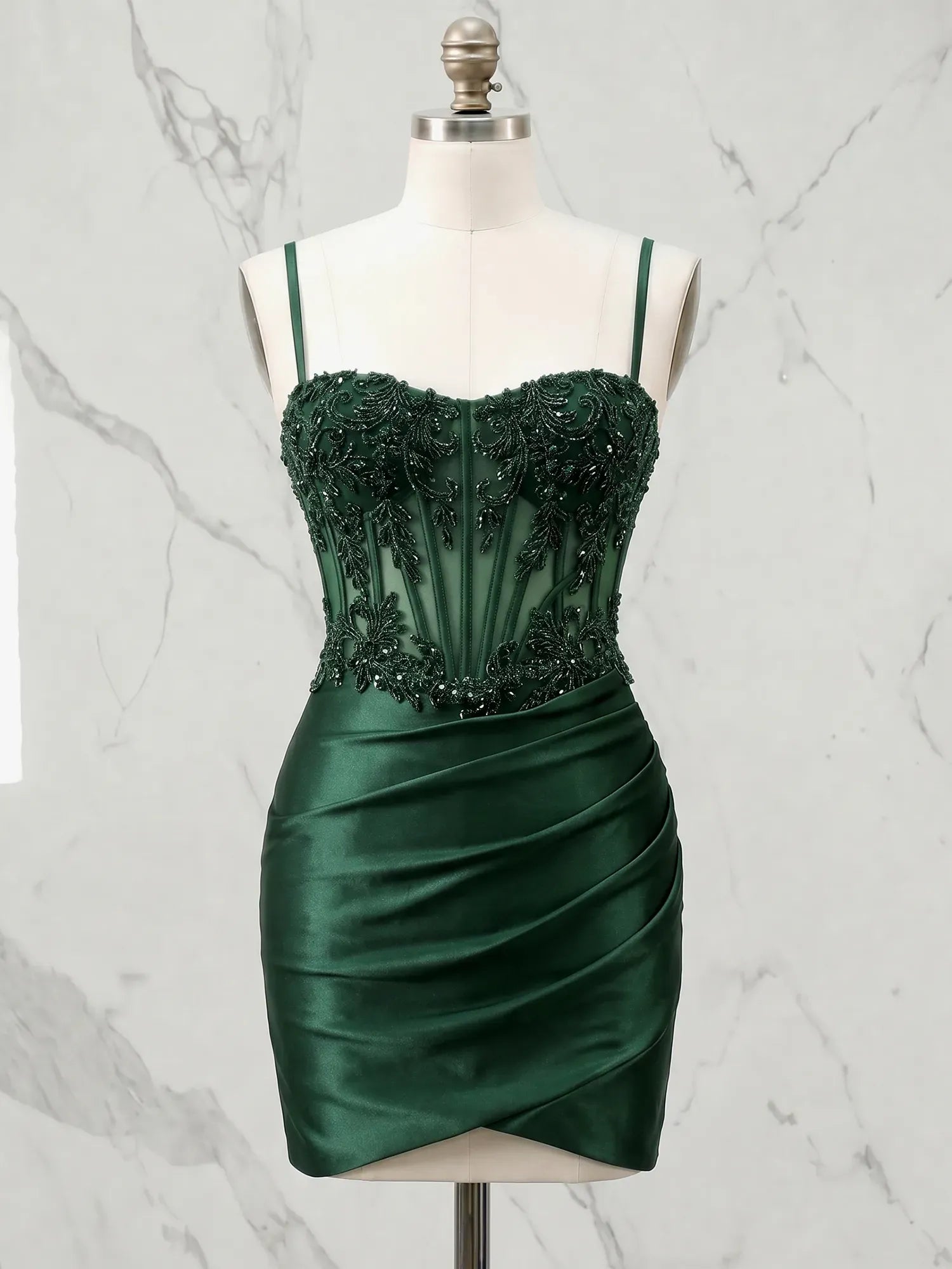 Sweetheart Beaded Lace Corset Mini Homecoming Dresses with Ruched Skirt
