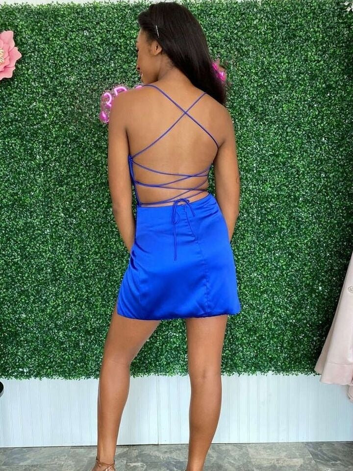 Tight Pleated Homecoming Dress with Slit