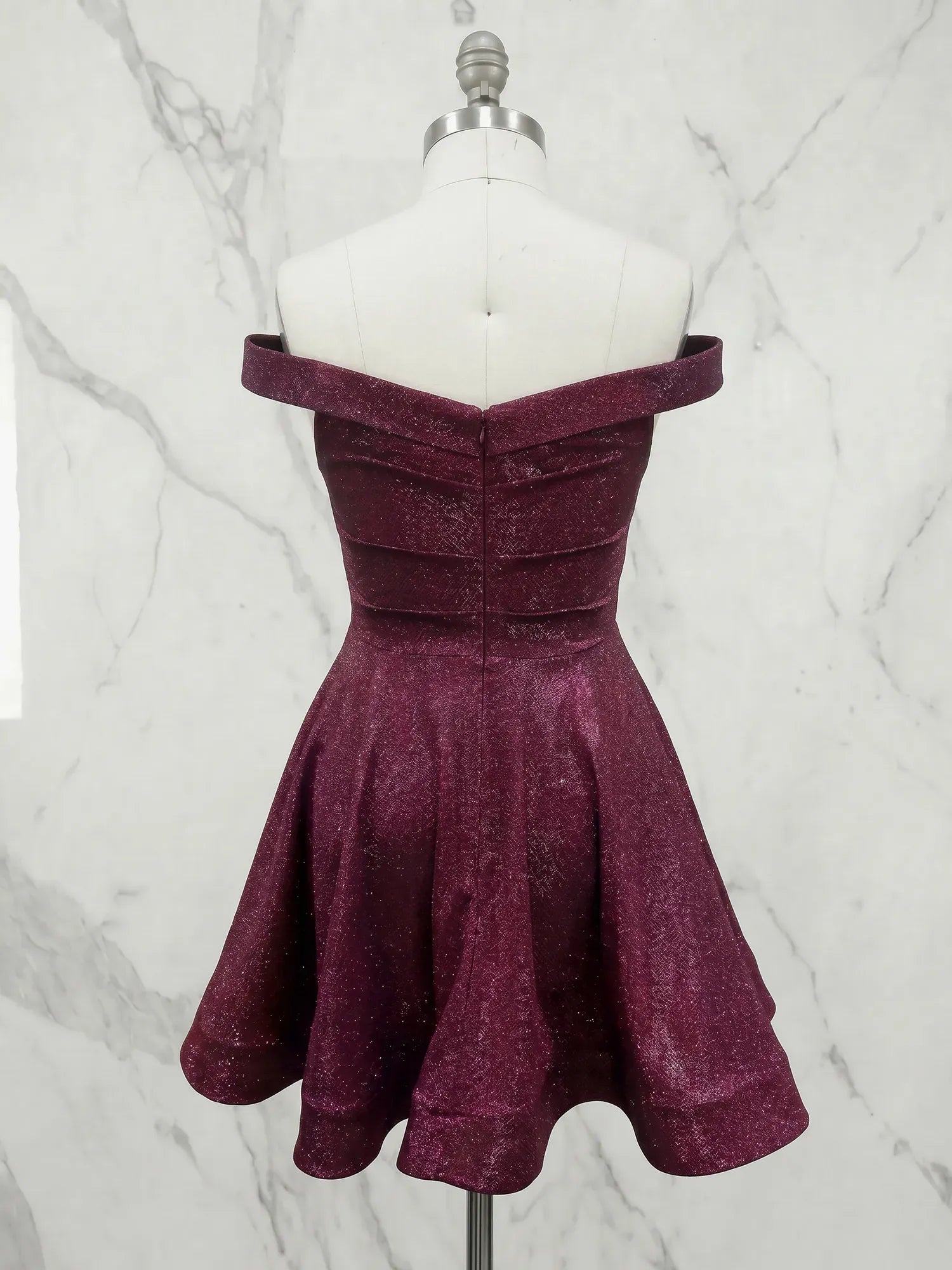 Off-the-Shoulder Sweetheart Sparkling Short Homecoming Dress