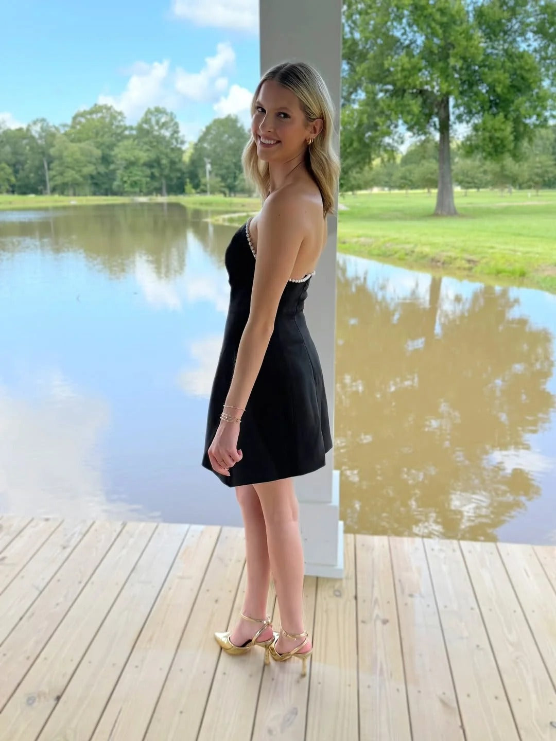A Line Strapless Short Homecoming Dress with Beading