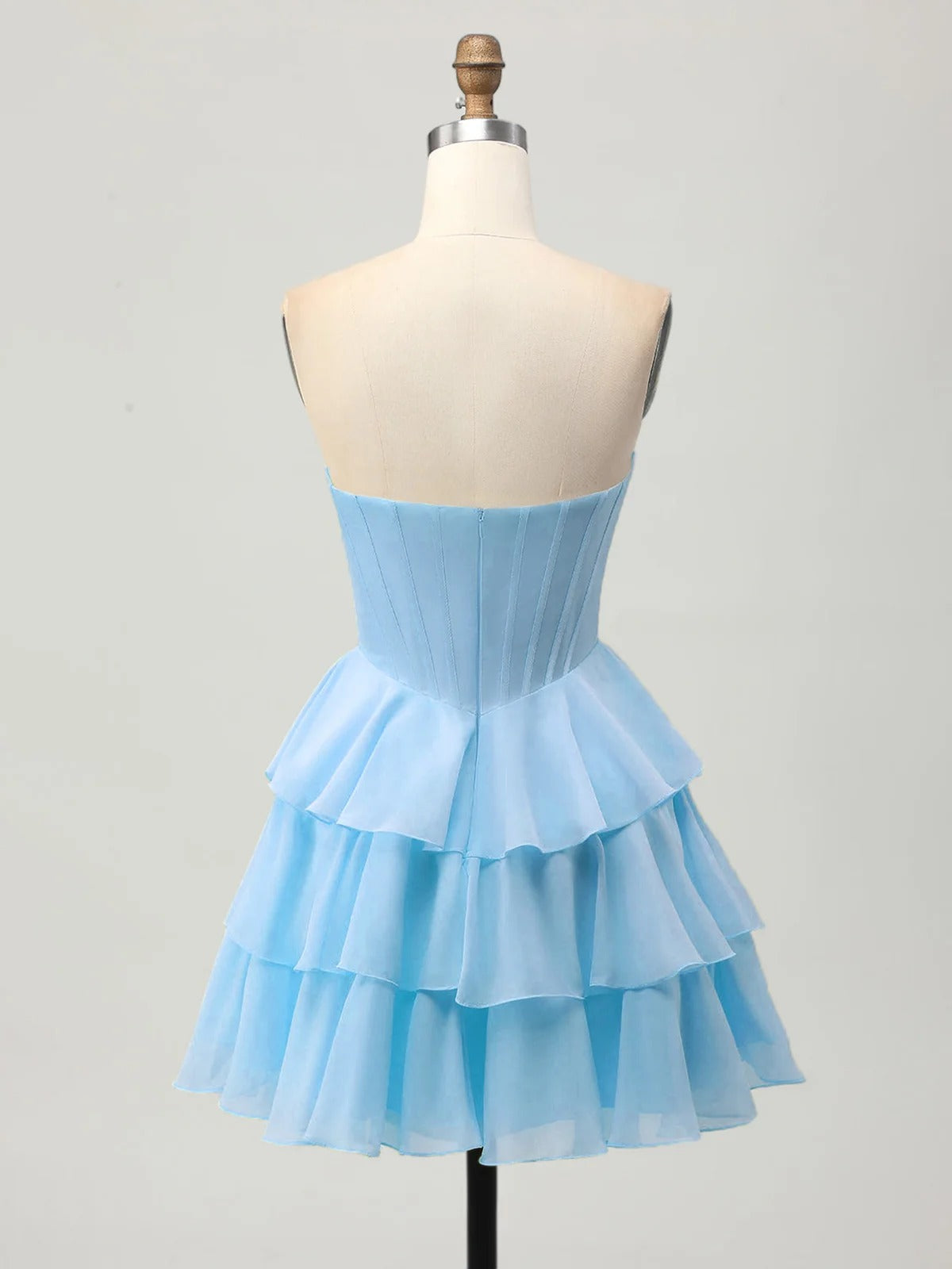 A Line Tiered Sweetheart Corset Short Homecoming Dress