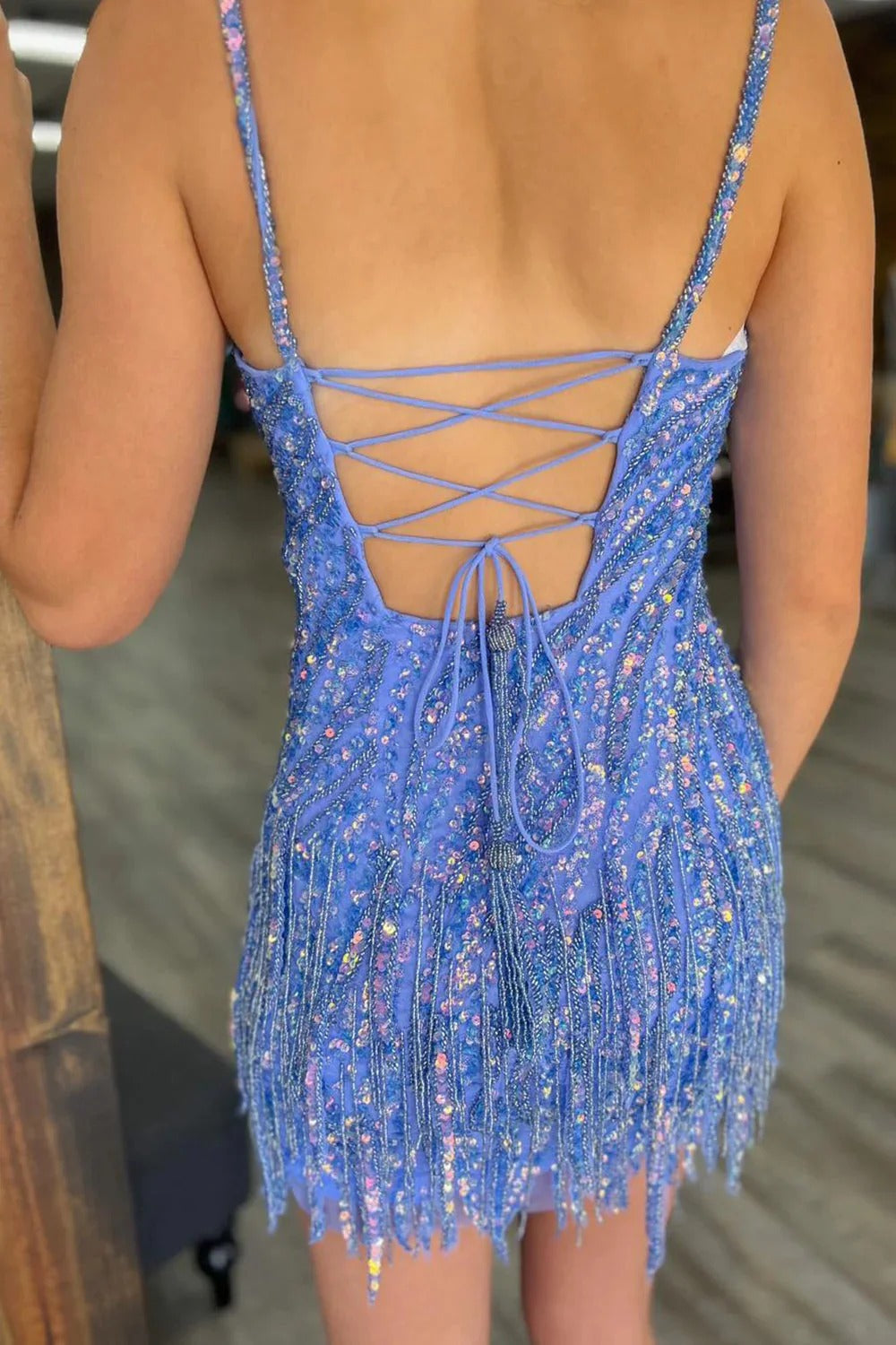 Sparkly Spaghetti Straps Mermaid Lace up Homecoming Dresses To Impress