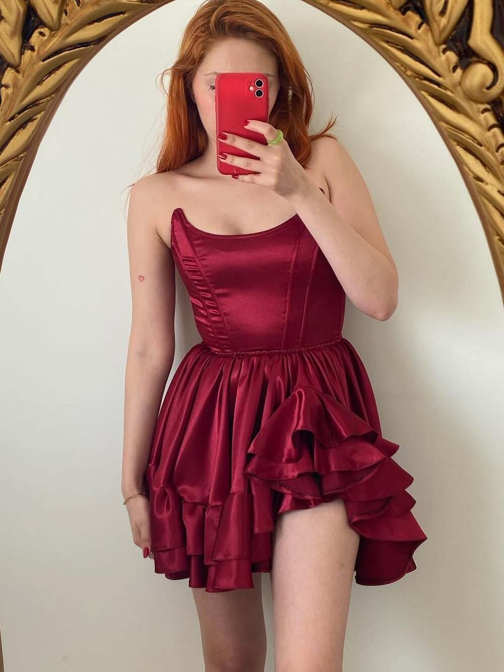 A-Line Strapless Tiered Short Homecoming Dress