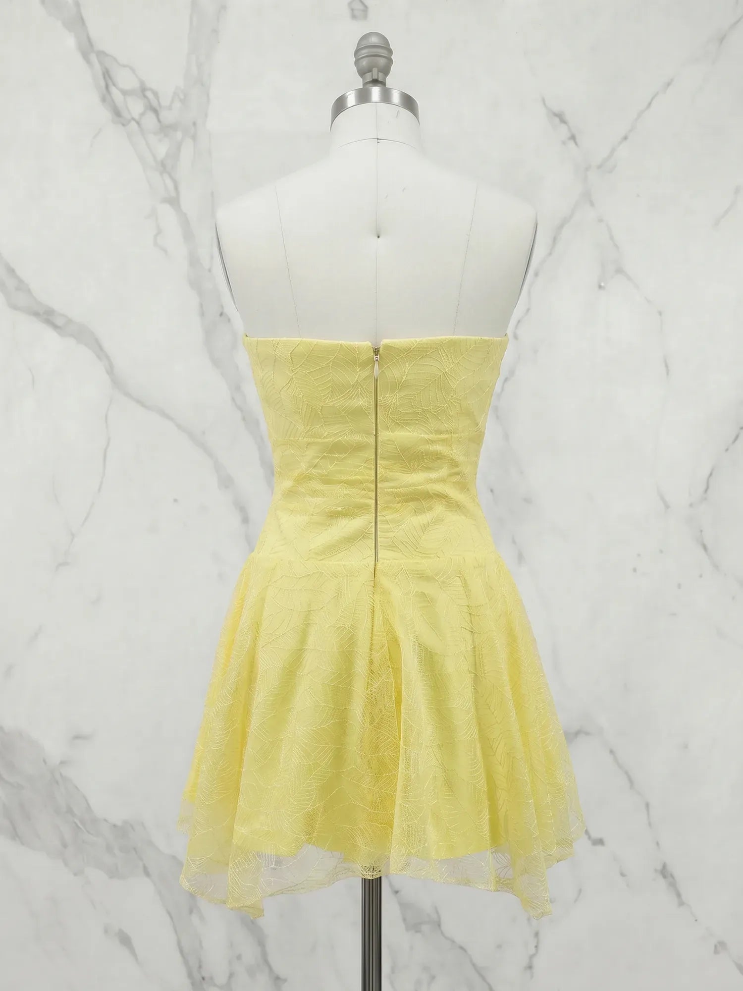 Strapless Sweetheart Embroidered Lace Homecoming Dress