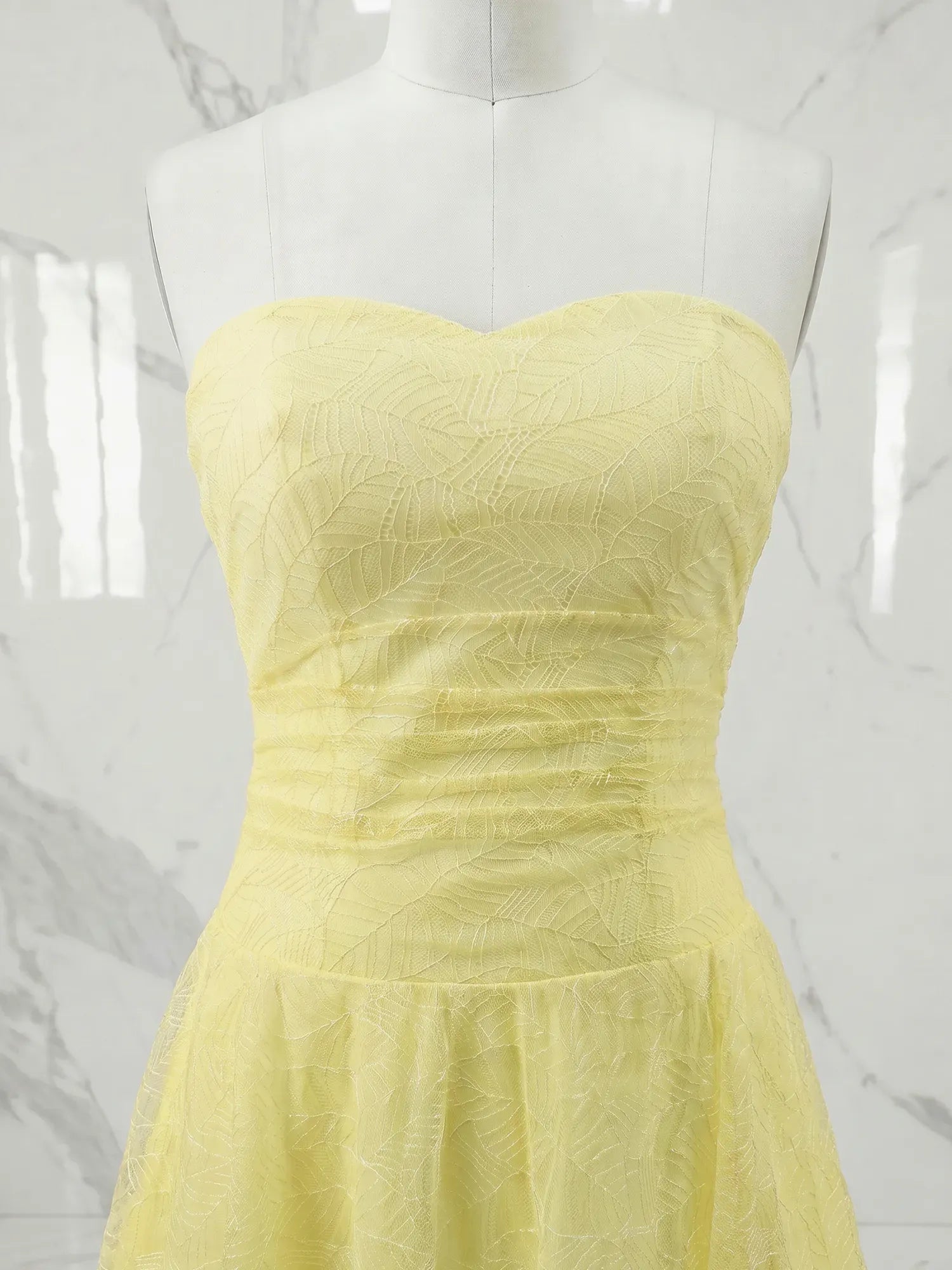 Strapless Sweetheart Embroidered Lace Homecoming Dress