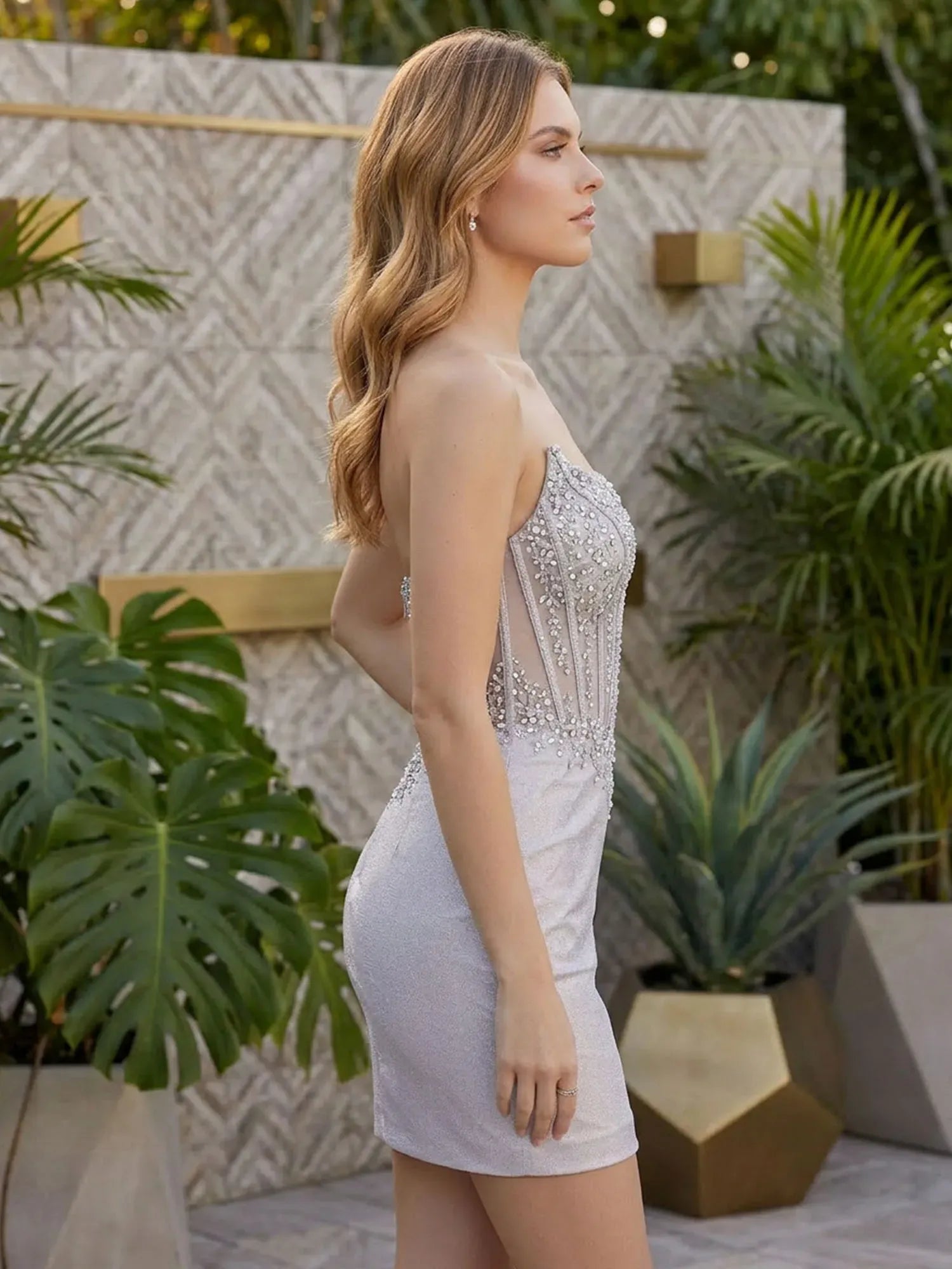 Strapless Sweetheart Sequin Corset Short Homecoming Dresses with Lace-Up Back