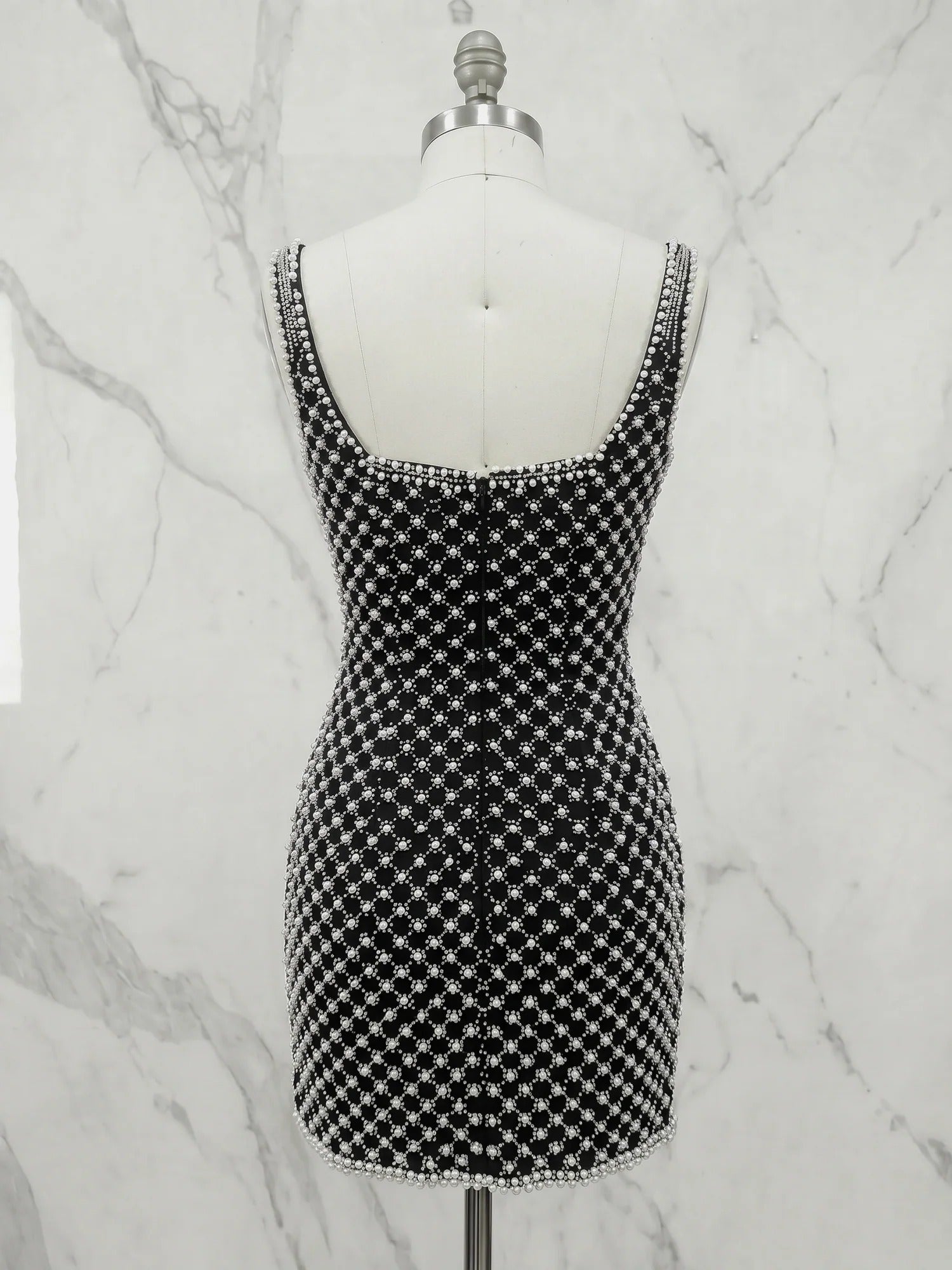 Pearl Lattice Short Homecoming Dress with Satin Bow