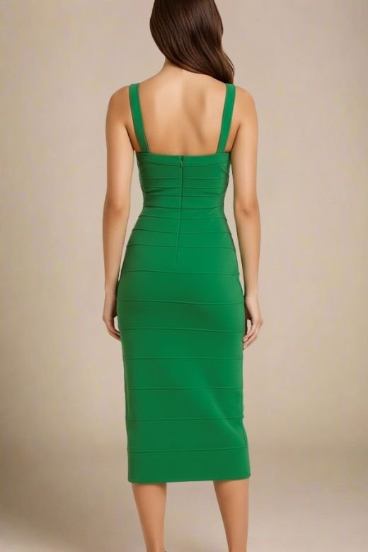 Heidi Bandage Midi Dress - Emerald Green