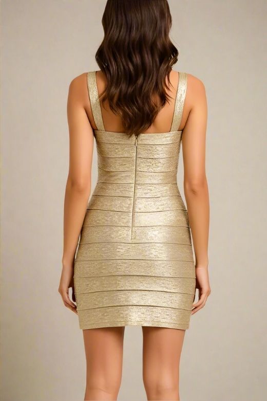 Heidi Bandage Mini Dress - Gold